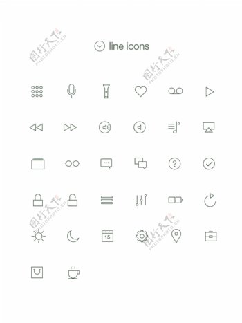 扁平设计线性icon图标psd源文件