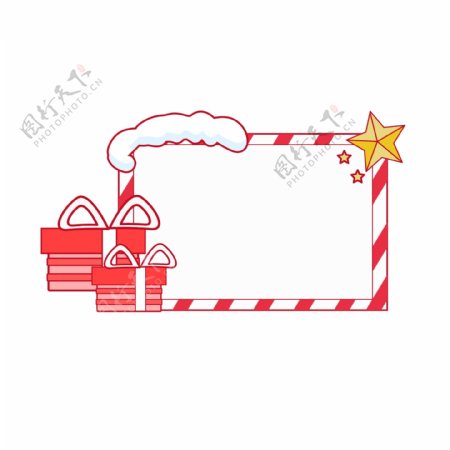 圣诞边框卡通礼盒星星相框矢量可商用元素