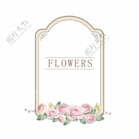 水彩手绘复古欧式花卉玫瑰植物边框