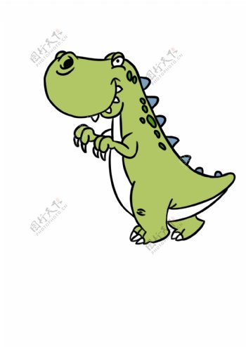 绿色萌化小恐龙插画元素图