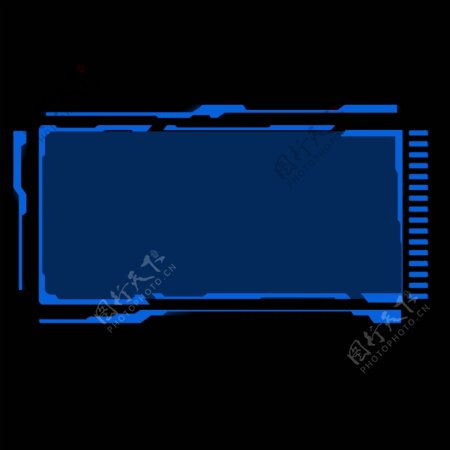 蓝色矩形科技科幻边框对话框背景素材