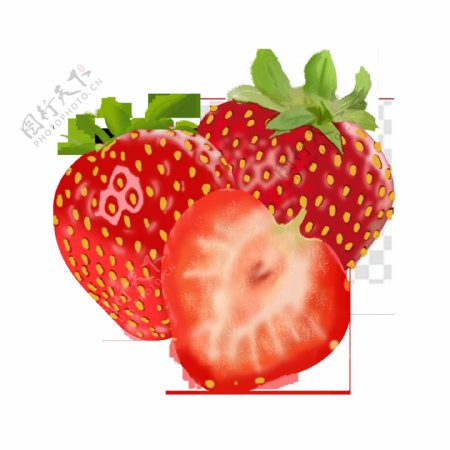 手绘草莓水果可商用元素