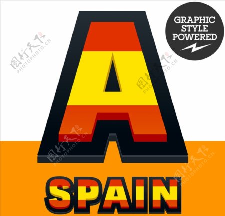 西班牙国旗字母EPS分层
