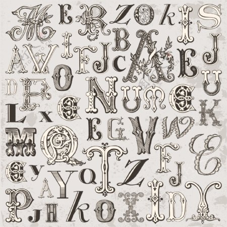 手绘复古英文字体