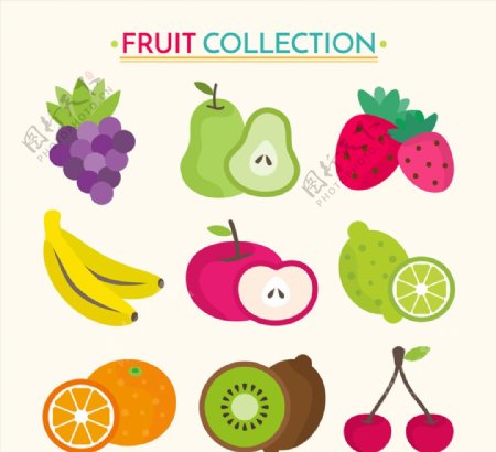 9款彩色新鲜水果设计矢量素材