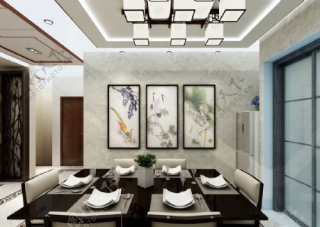 新中式风格客餐厅装修效果图