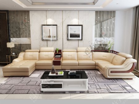 现代沙发背景新中式客厅装修