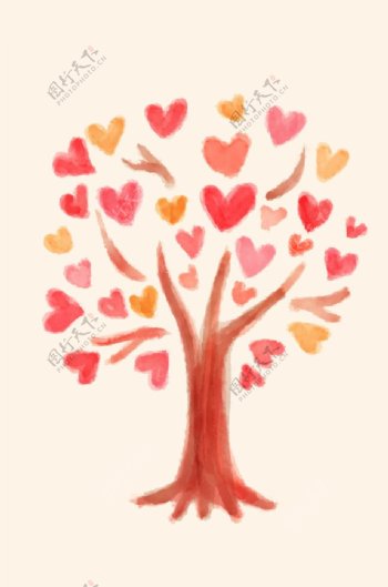 彩绘爱心树木