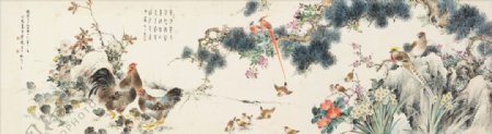 植物树枝花鸟中国风国画