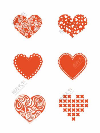 波普风红色爱心手绘简约心形元素设计
