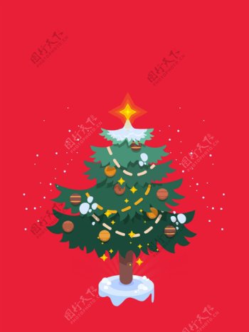 圣诞节红色圣诞树装饰背景