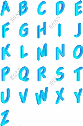 2.5D二十六个英文字母侧面矢量素材
