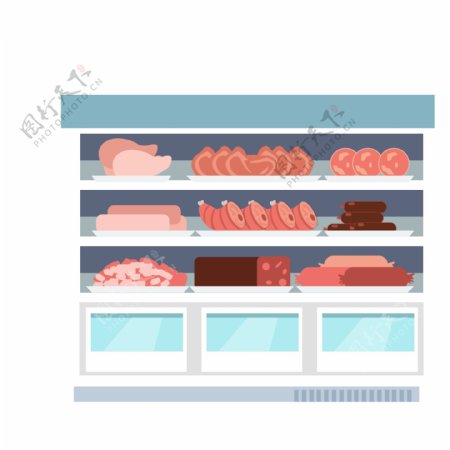 超市肉类货柜设计可商用元素