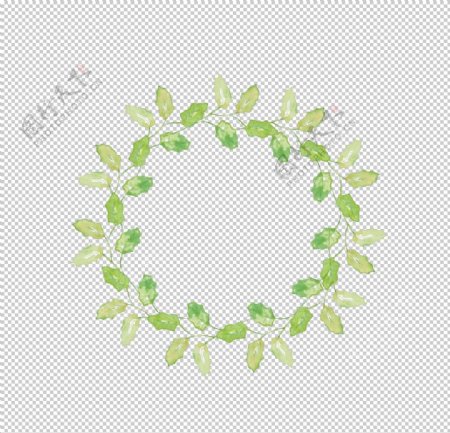 绿色水彩叶子圆环