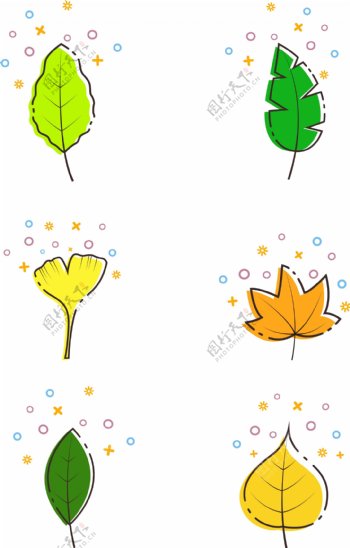 MBE图标树叶卡通植物印花图案可商用元素