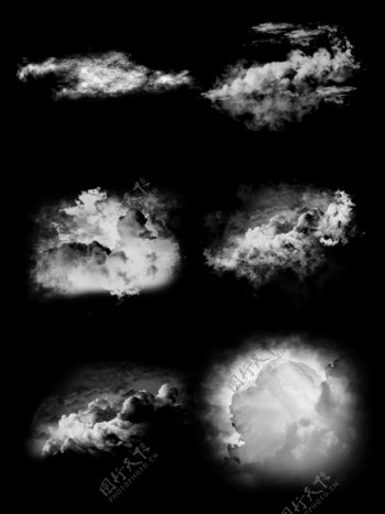白色实质感云云彩装饰图案素材背景套图
