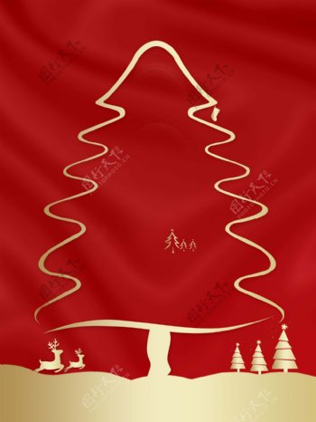 简约金色圣诞树海报背景