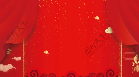 大气中国红欢度春节展板背景