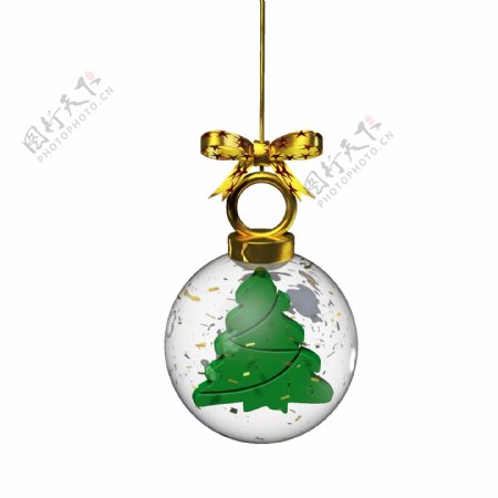金色圣诞元素水晶玻璃球挂件之圣诞树