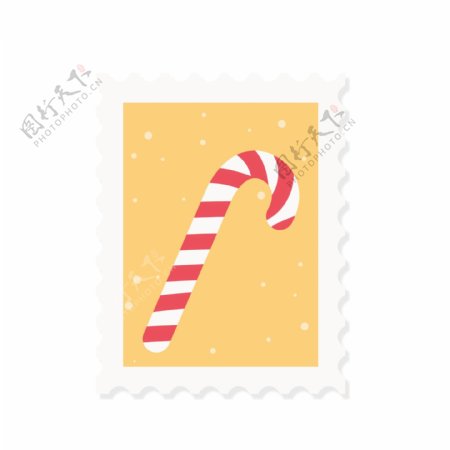 卡通圣诞邮票可爱棒棒糖拐棍设计元素
