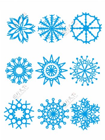 雪花矢量图标圣诞节蓝色冬季卡通可商用素材