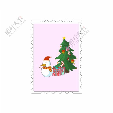 原创手绘圣诞节邮票