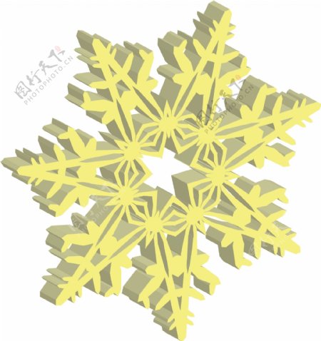 装饰素材2.5d黄色立体雪花