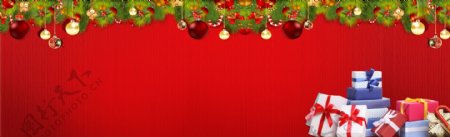 红色雪人卡通圣诞节banner背景