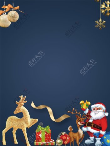 简约金麋鹿圣诞节背景