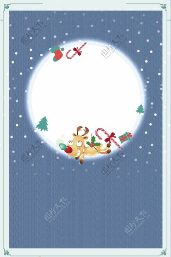 飘雪扁平手绘圣诞节广告背景图
