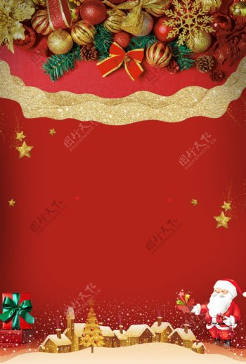 礼品铃铛圣诞节卡通手绘广告背景图