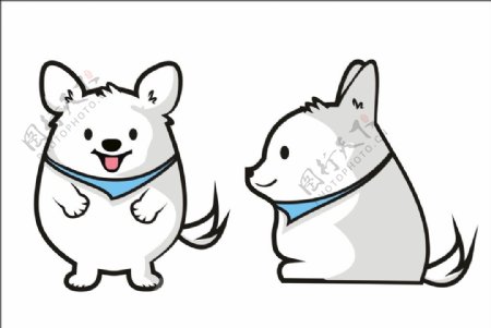 卡通动漫形象动物白色小狗