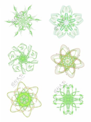 科技感绿色酷炫光效花朵图案透明免抠素材