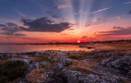 日出和日落岸石风景摄影
