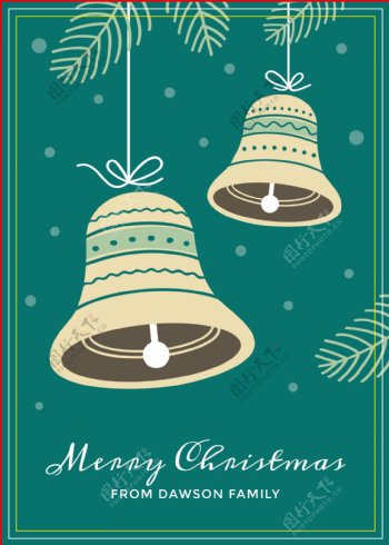 绿色铃铛圣诞节促销海报