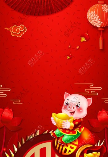 喜迎猪年春节背景素材