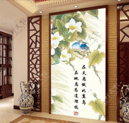 中式古典手绘玄关
