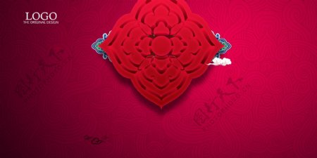 中国风祥云红色云纹图案可商用新年背景