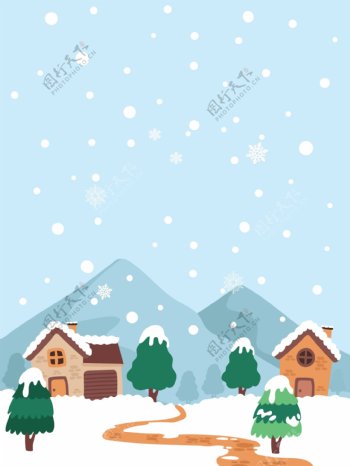 彩绘冬季大雪背景设计