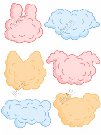 简约可爱小动物爆炸云对话边框素材元素