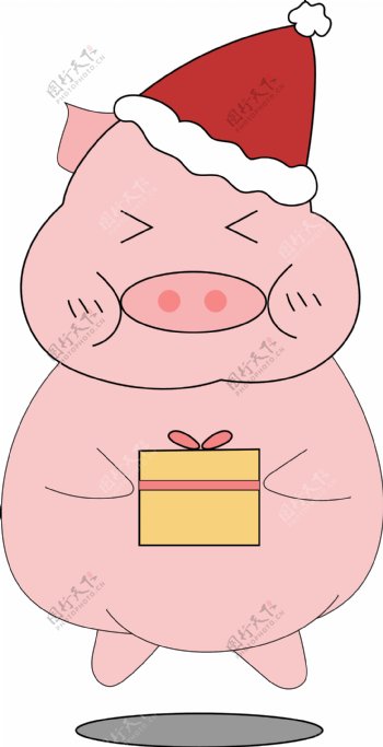 猪年卡通可爱粉色小猪表情包矢量庆圣诞元素