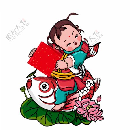潮漫卡通年画娃娃中国风设计