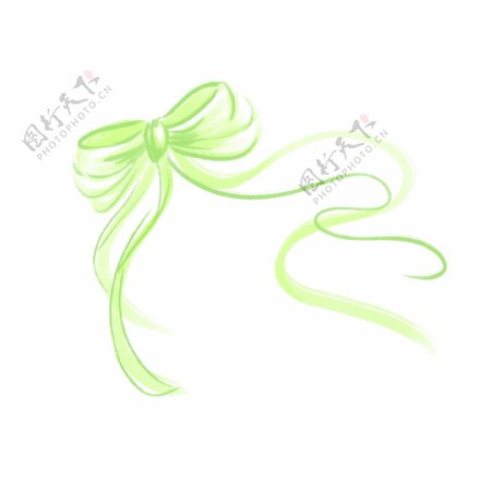 手绘水彩绿色蝴蝶结素材