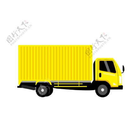 黄色货车交通运输工具扁平风元素