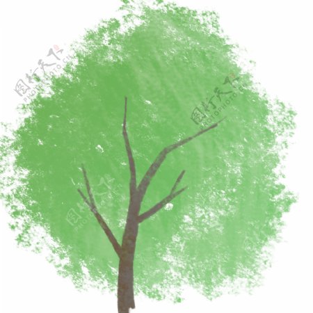 一颗绿色的卡通手绘树