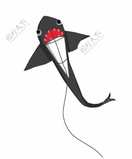 黑色鲨鱼风筝插画