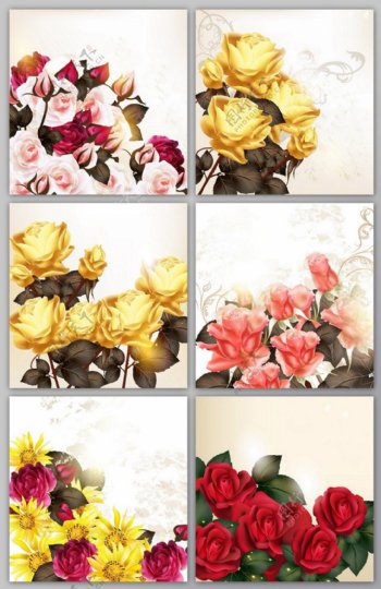 创意花朵花卉海报卡片邀请函背景矢量素材