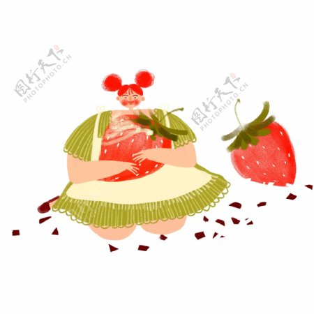 草莓少女手绘设计