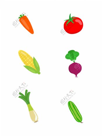 扁平化蔬菜彩色装饰素材设计