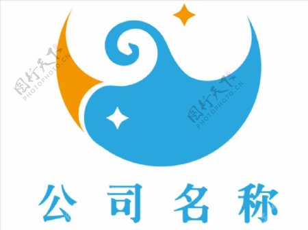 蓝色简约星月科技公司logo